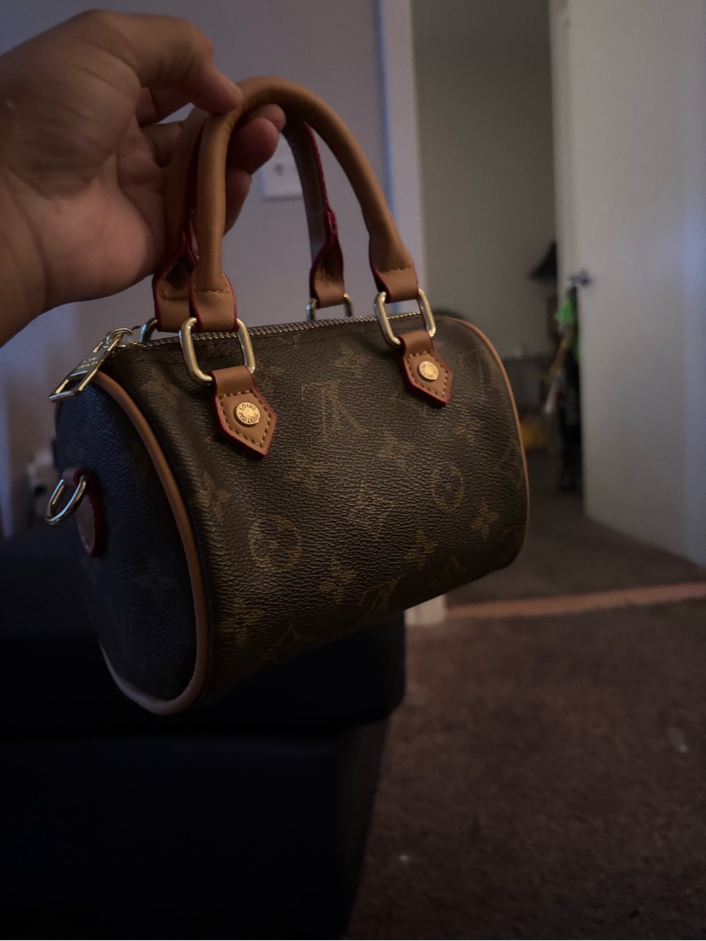 Designer-Inspired Brown Monogram Mini Satchel